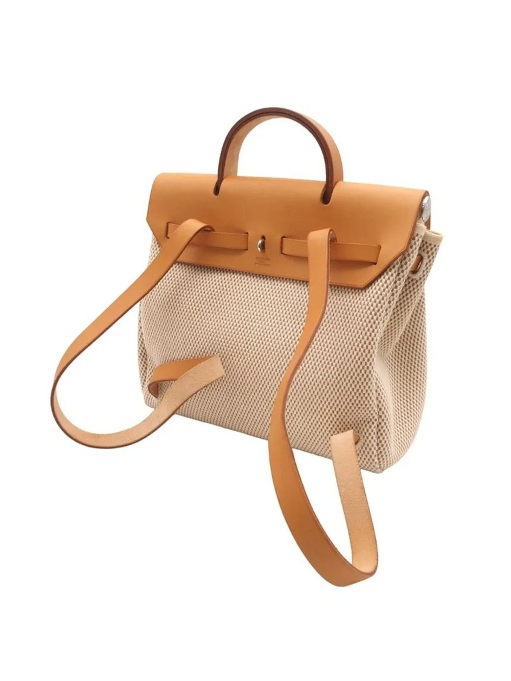 Hermes Herbag a Dos PM Natural Silver Toile Vache Backpack